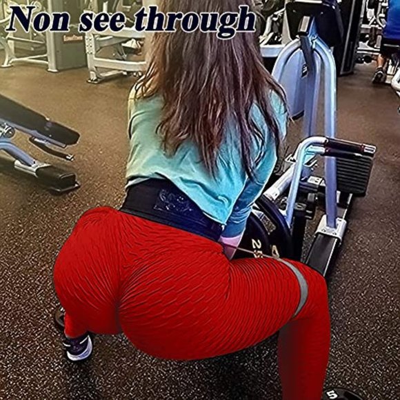 Red butt lift textured leggings - Picture 2 of 5